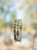 Conjunto Pulseras Elasticas  Modelo Verde y Blanco