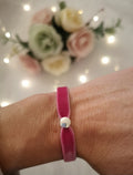 Pulsera Terciopelo con Abalorio Plata Modelo Fucsia