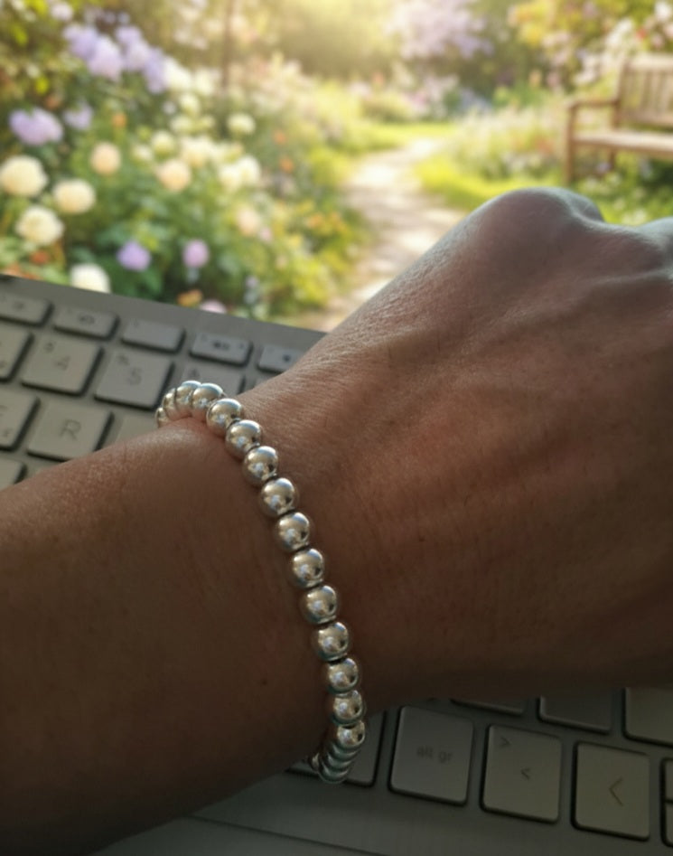 Pulsera Acero Cuentas Elastica