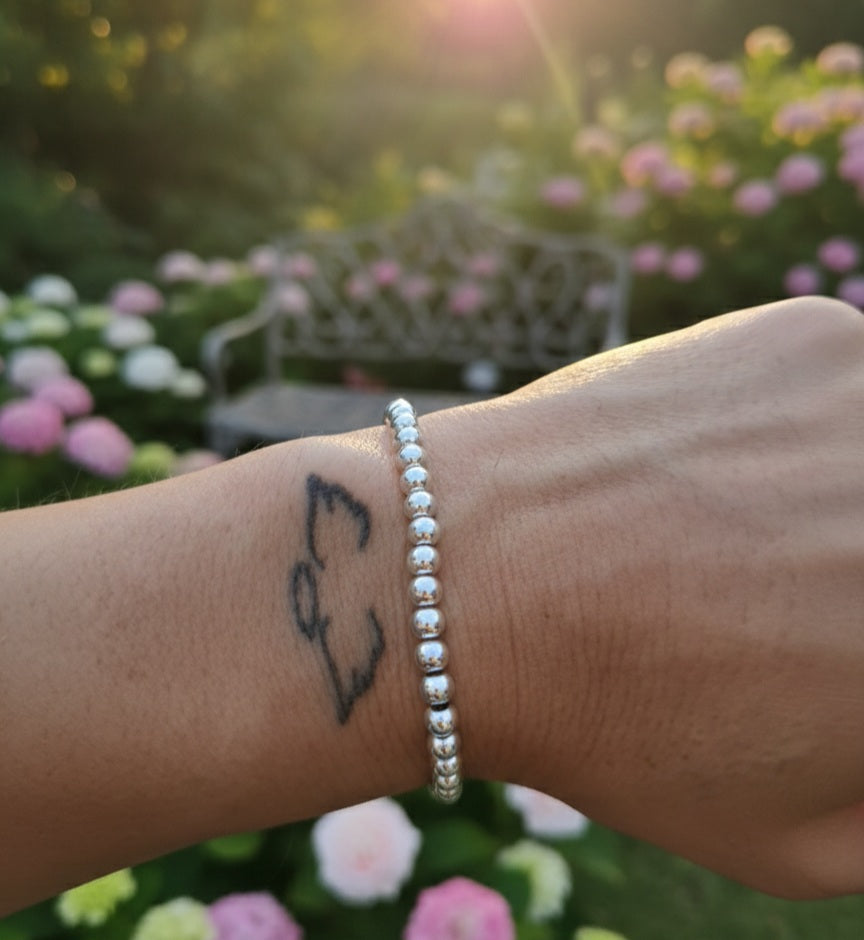 Pulsera Acero Cuentas Elastica