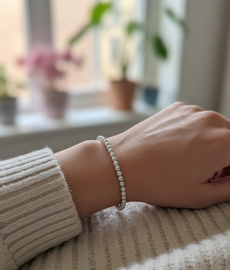 Pulsera Acero de Cuentas Elastica