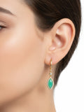 Aros Plata de Ley 925 Chapado Oro Modelo Lagrima Esmeralda