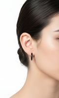 Aros Plata de Ley 925 Chapados Oro Modelo Esmalte Negro