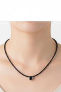Collar de Piel con Circonita Negra