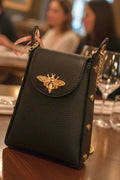 Bolso de Piel con Cadena Dorada Modelo Marron Chocolate